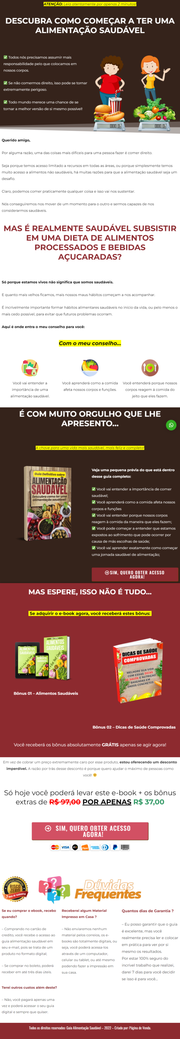 pagina de venda ebook plr alimentacao saudavel