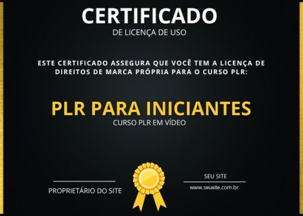certificado de licenca curso ebook plr